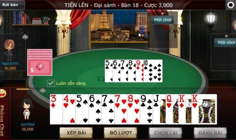 Giao diện chơi Tiến Lên Miền Nam 188Bet